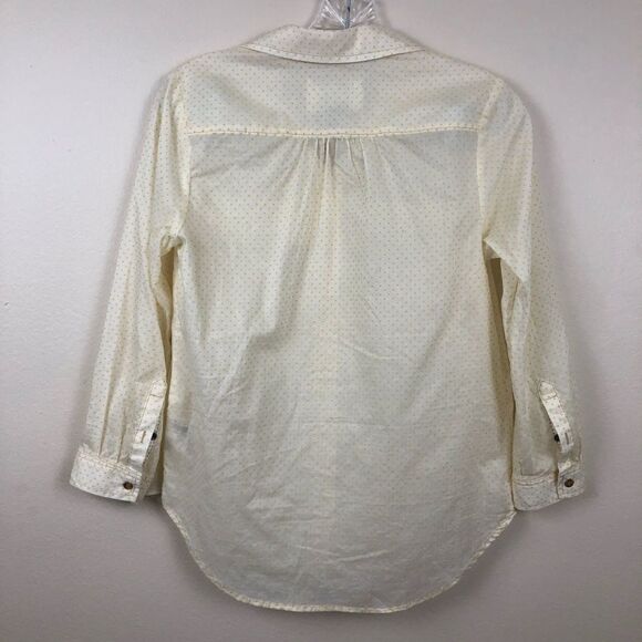 Anthropologie Maeve Swiss Polka Dot Button Up Shirt Cotton Casual NWT Yellow - Picture 2 of 5